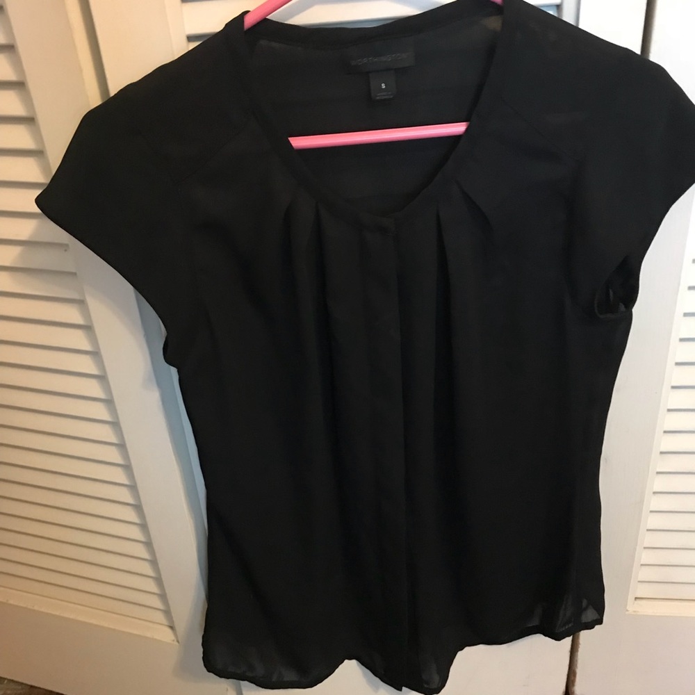 Worthington Black Short Sleeve Blouse Small